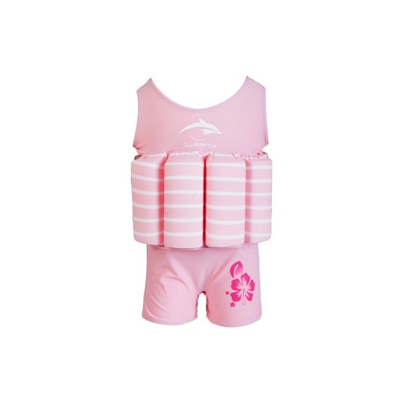 Konfidence - Costum inot copii cu sistem de flotabilitate ajustabil pink stripe 4-5 ani din categoria Plaja apa si nisip de la Konfidence