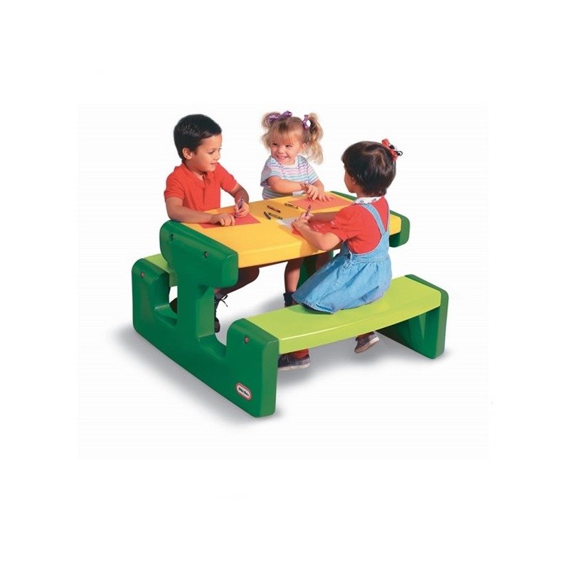 Little Tikes Masa picnic cu bancheta 6 copii (verde galben) din categoria Centre de activitati de la Little Tikes