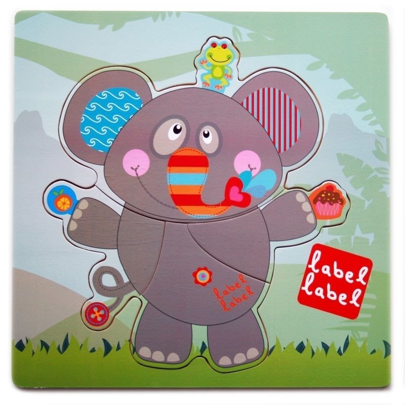 Puzzle din lemn Label-Label Elefant din categoria Puzzle copii de la Label-Label Olanda