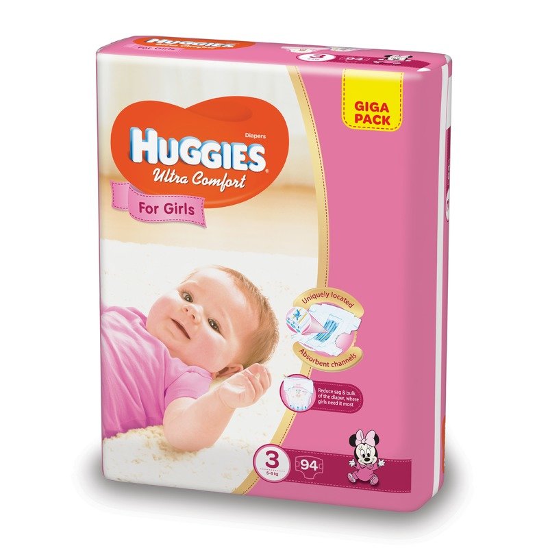 Scutece Huggies Ultra Confort Giga Pack (nr 3) Girl 94 buc 5-9 kg din categoria Scutece bebelusi de la Huggies