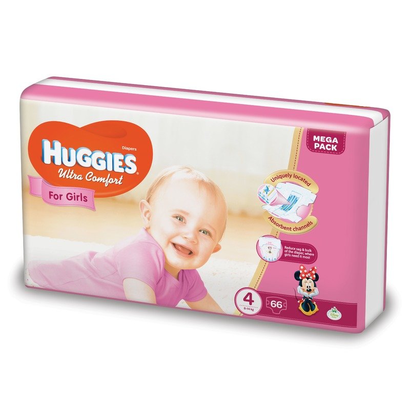 Scutece Huggies Ultra Confort Mega Pack (nr 4) Girl 66 buc 8-14 kg din categoria Scutece bebelusi de la Huggies