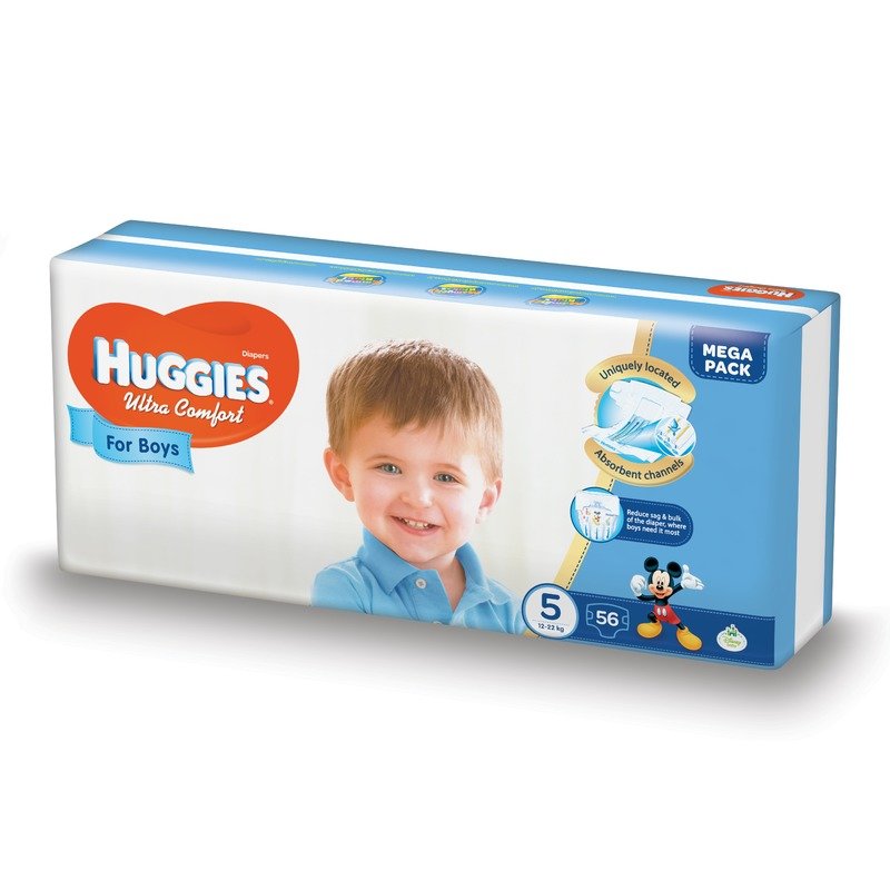 Scutece Huggies Ultra Confort Mega Pack (nr 5) Boy 56 buc 12-22 kg din categoria Scutece bebelusi de la Huggies
