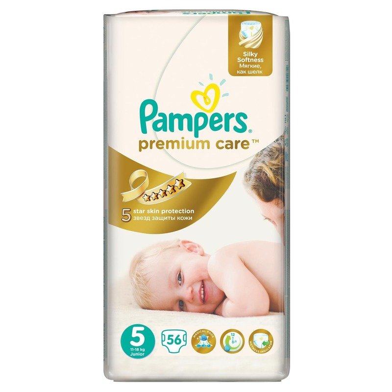 Scutece Pampers Premium Care 5 Junior Jumbo Pack 56 buc din categoria Scutece bebelusi de la Pampers