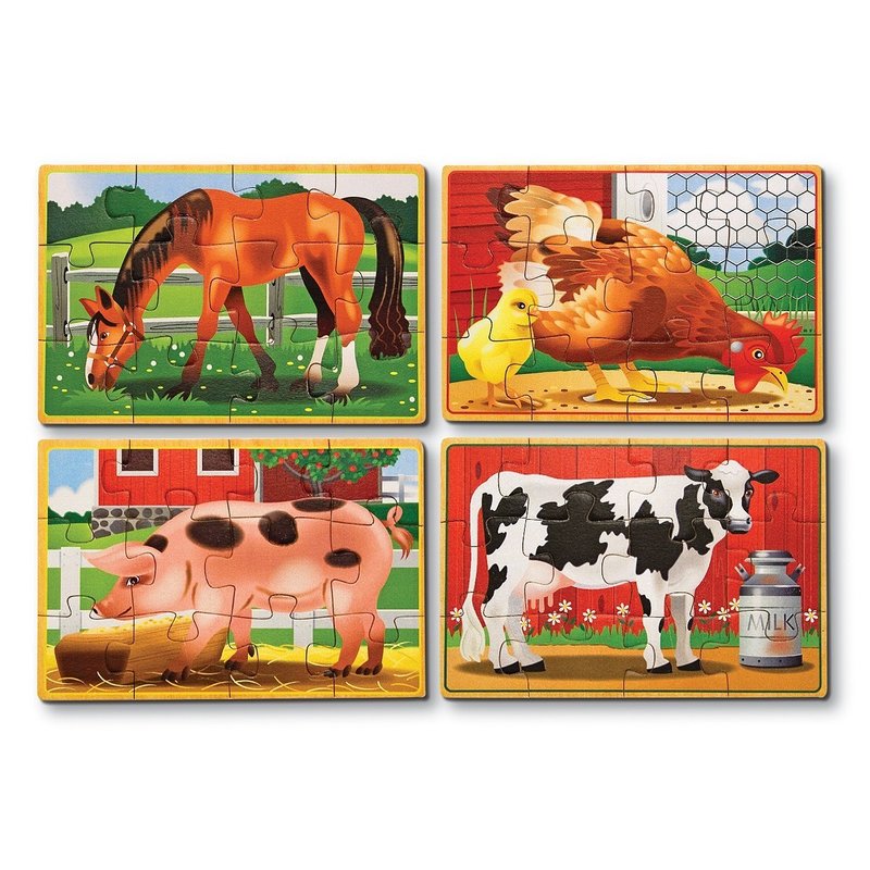 Set 4 puzzle lemn in cutie Animale domestice Melissa and Doug din categoria Puzzle copii de la Melissa & Doug