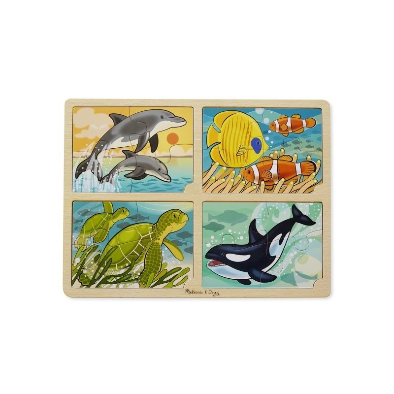 Set 4 puzzle lemn Viata marina din categoria Puzzle copii de la Melissa & Doug