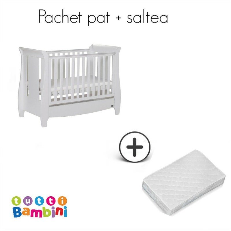 Tutti Bambini – Set patut + salteluta pentru bebelusi Lucas White din categoria Patuturi din lemn de la Tutti Bambini